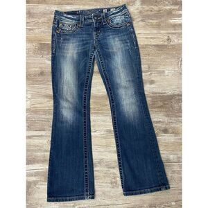 Miss Me Boot Cut Jeans Low Rise Flap Pocket Embellished Women’s Size 26